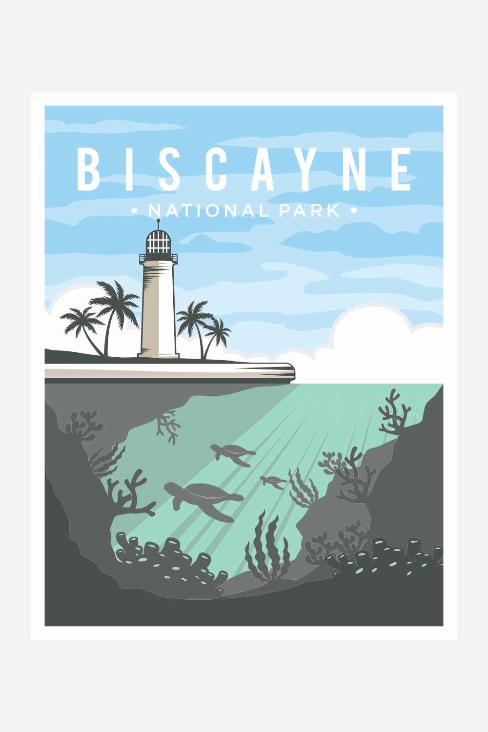 Biscayne National Park poster vector illustration design – Only $8 pinterest preview image.