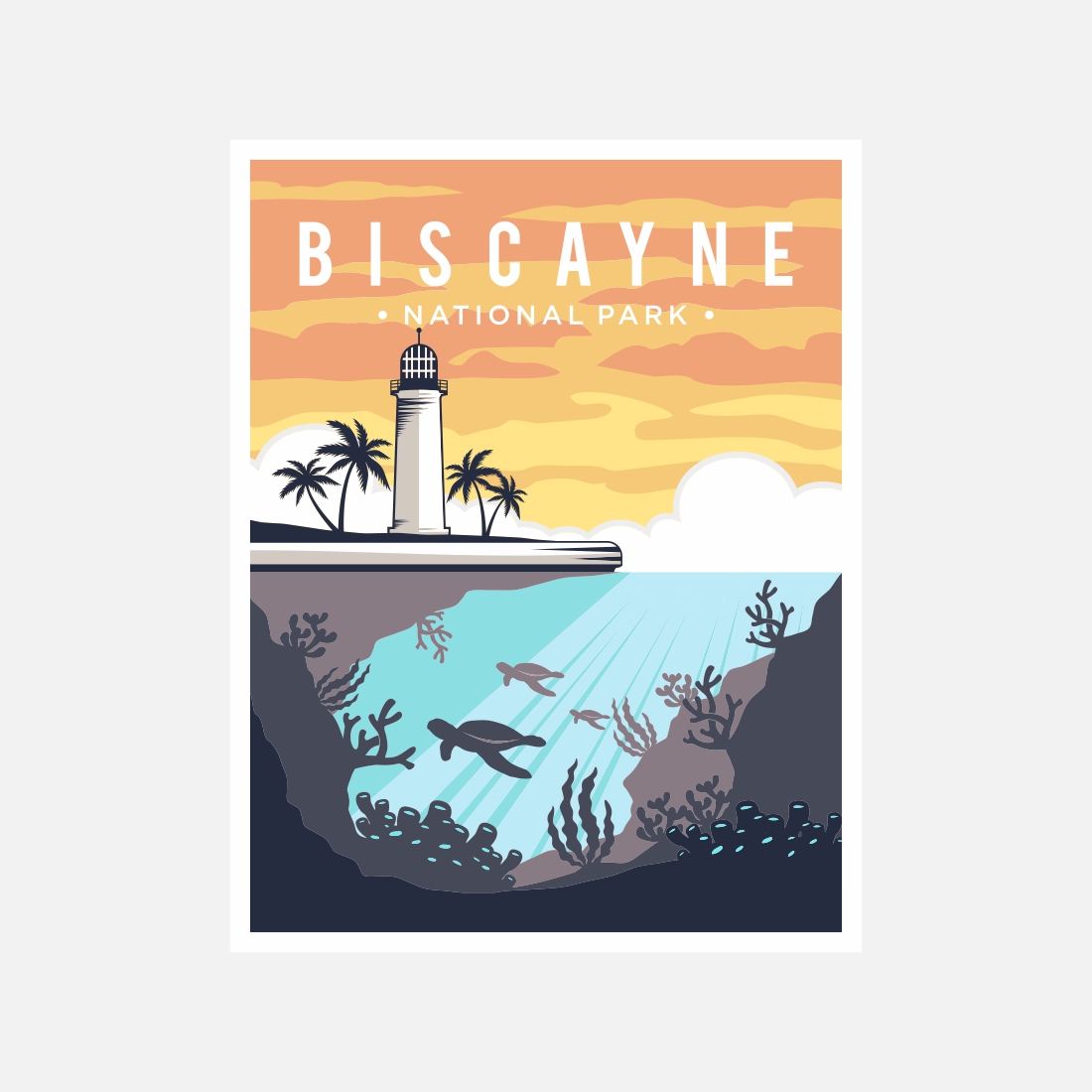 Biscayne National Park poster vector illustration design – Only $8 preview image.