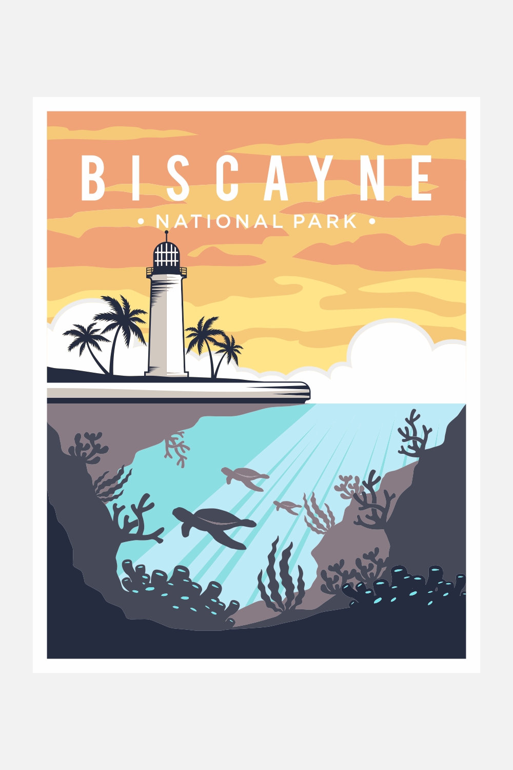 Biscayne National Park poster vector illustration design – Only $8 pinterest preview image.