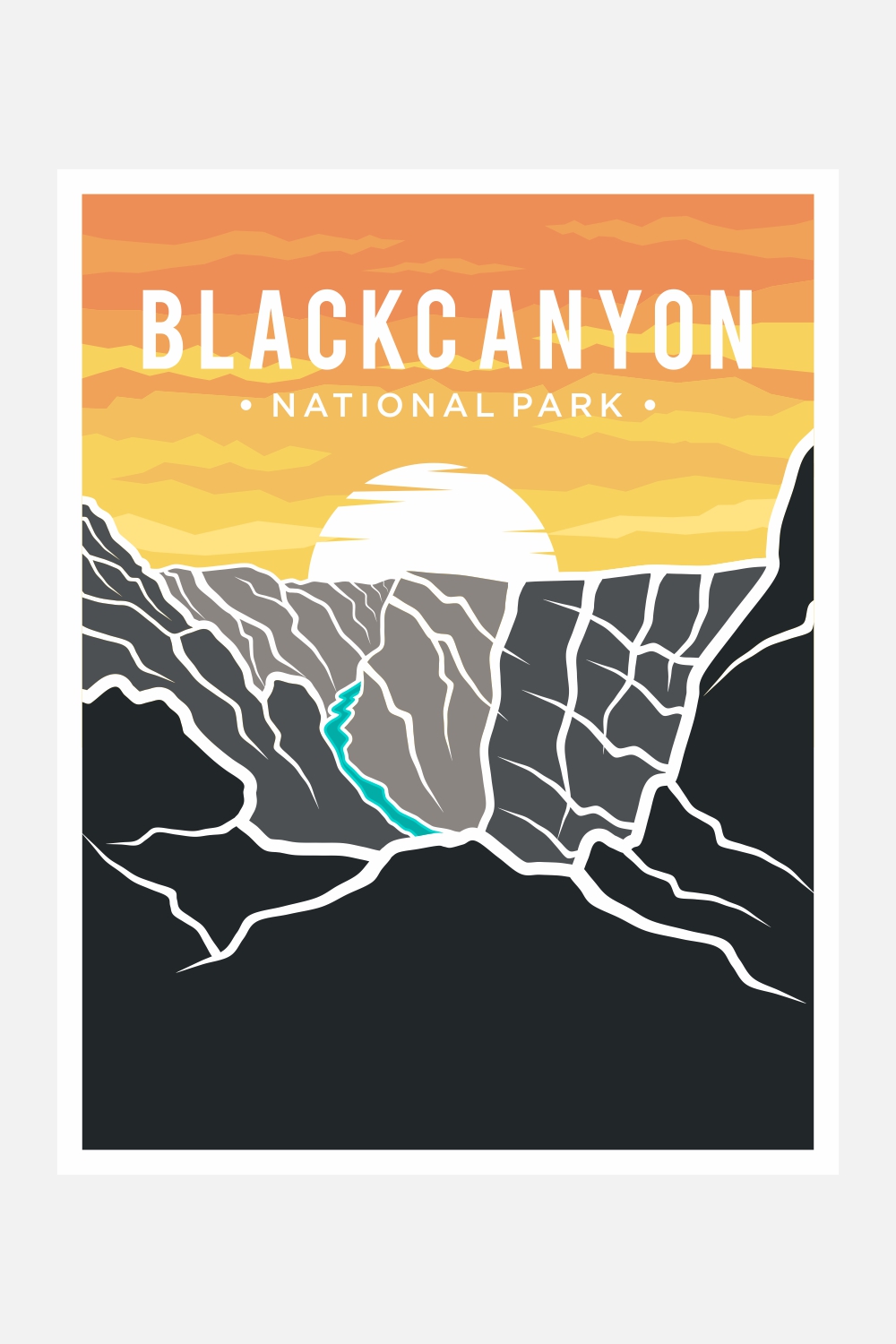 Black Canyon National Park poster vector illustration design – Only $8 pinterest preview image.