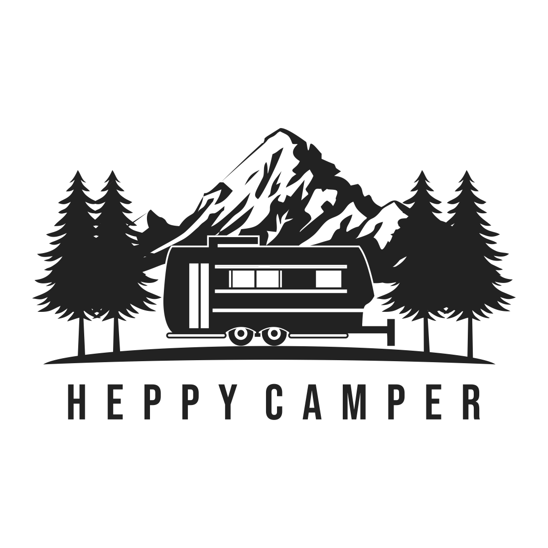 recreational or adventure vehicle and camper trailer logo template, vector design preview image.