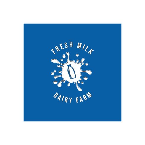 Blue and white milk symbol, icon or logo for dairy products, food design cover image.