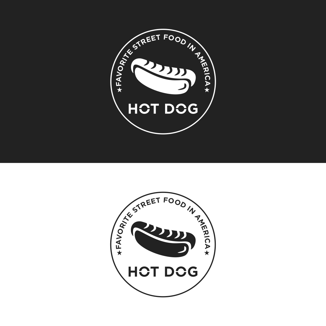 Hotdog vector icon illustration isolated on black and white background preview image.