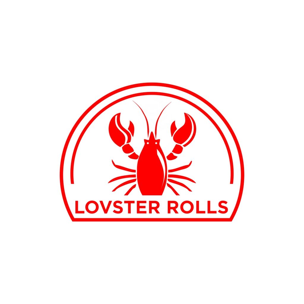 lobster roll logo complete with red lobster illustration - MasterBundles