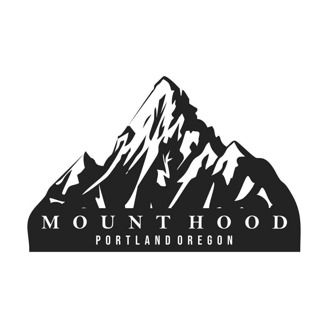 Silhouette of Mount Hood Portland Oregon Mountain logo design preview image.