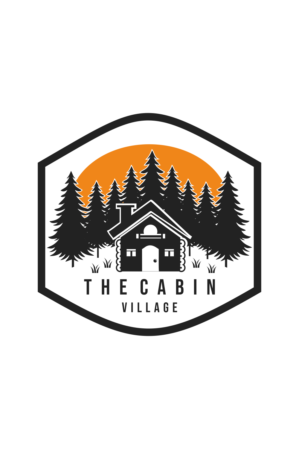 Cabin village logo vector lodge house illustration pinterest preview image.
