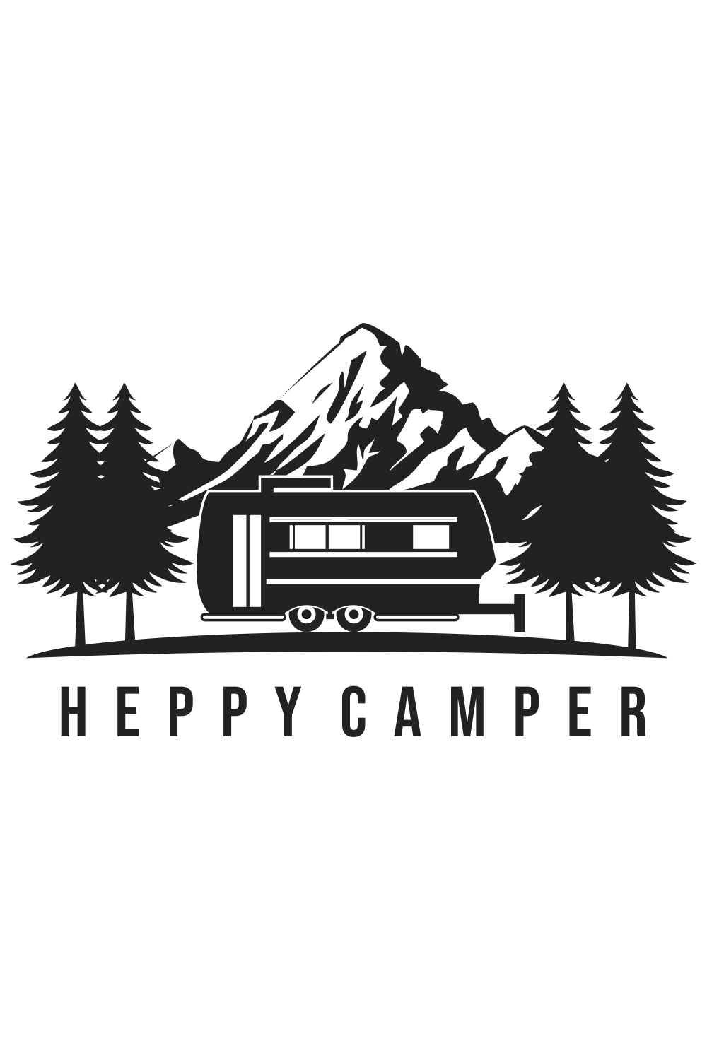 recreational or adventure vehicle and camper trailer logo template, vector design pinterest preview image.