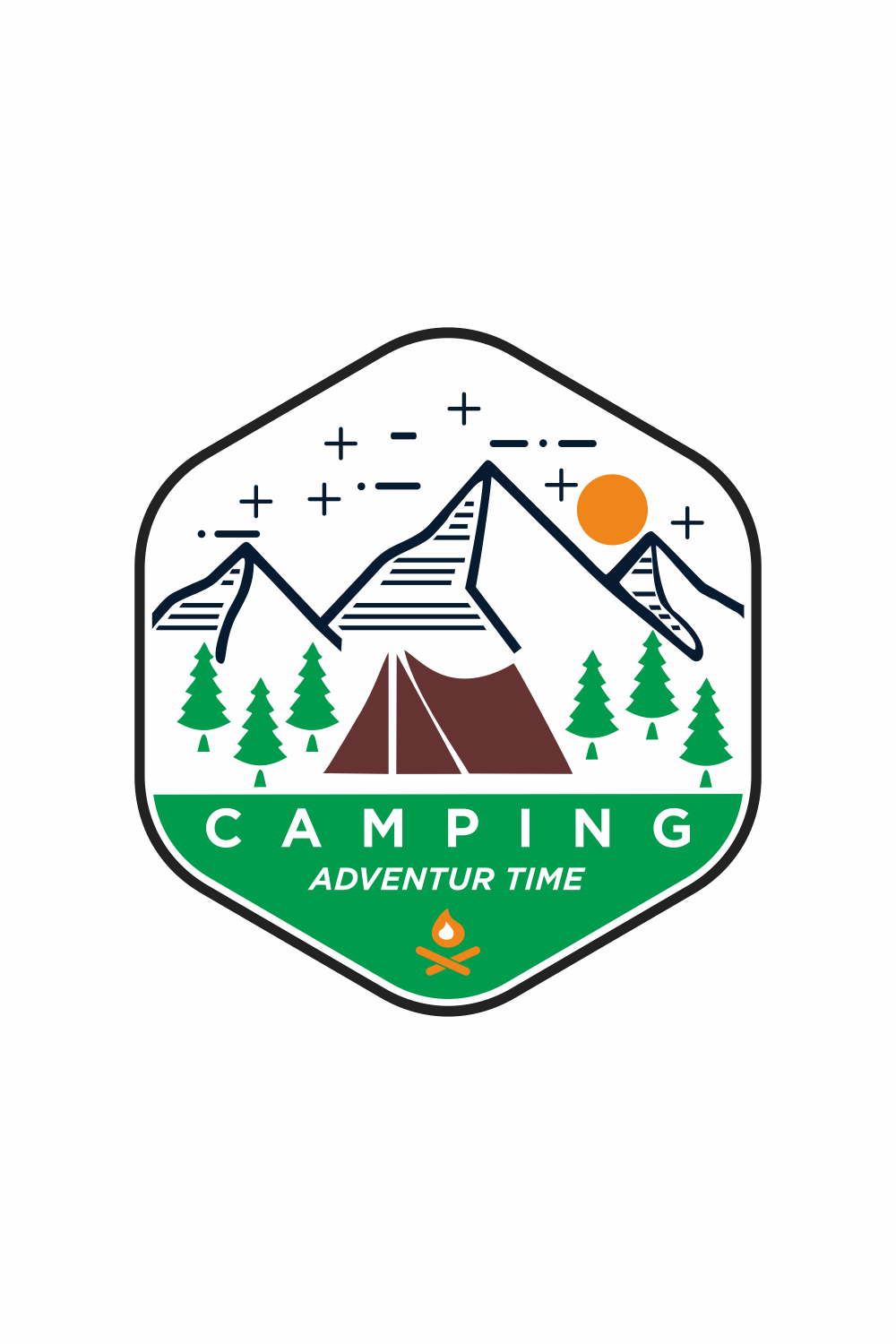 Badge emblem outdoor adventure camping logo illustrations template pinterest preview image.
