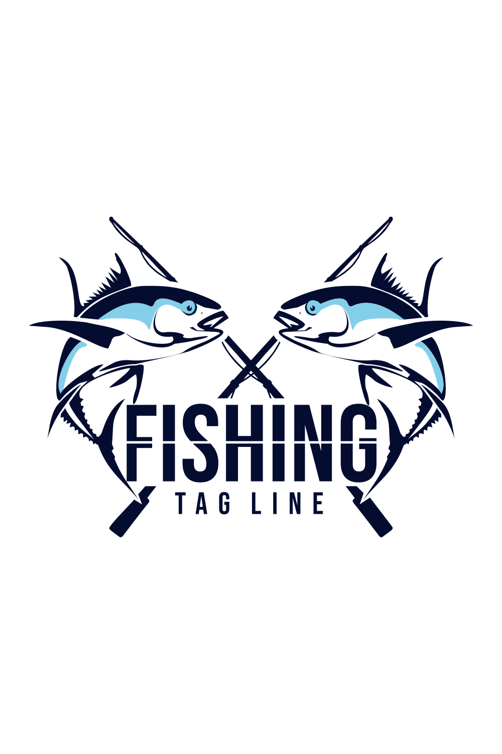 Fishing logo two Bass fish with two fishing rod symbols Fishing theme vector illustration pinterest preview image.