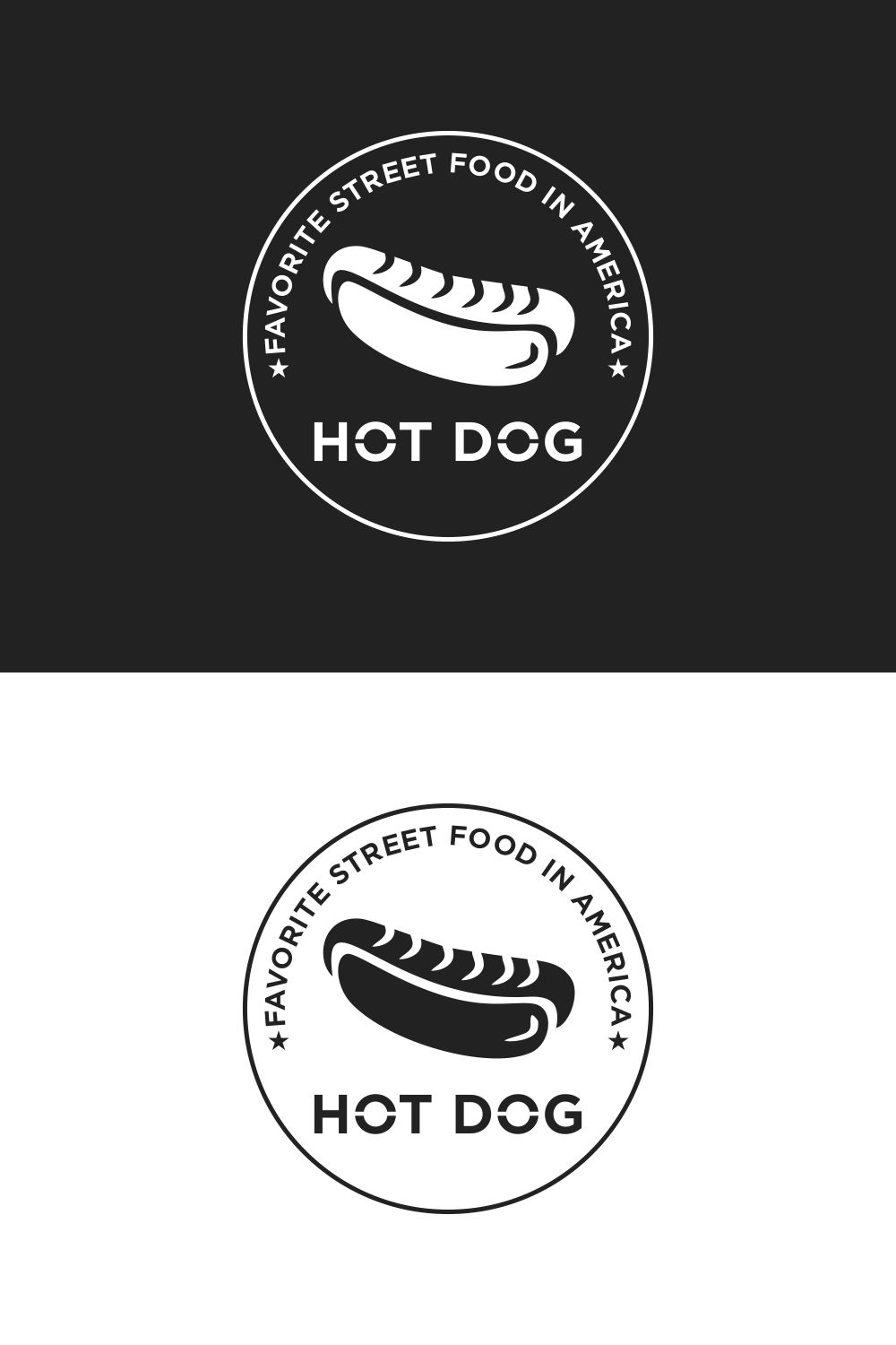 Hotdog vector icon illustration isolated on black and white background pinterest preview image.