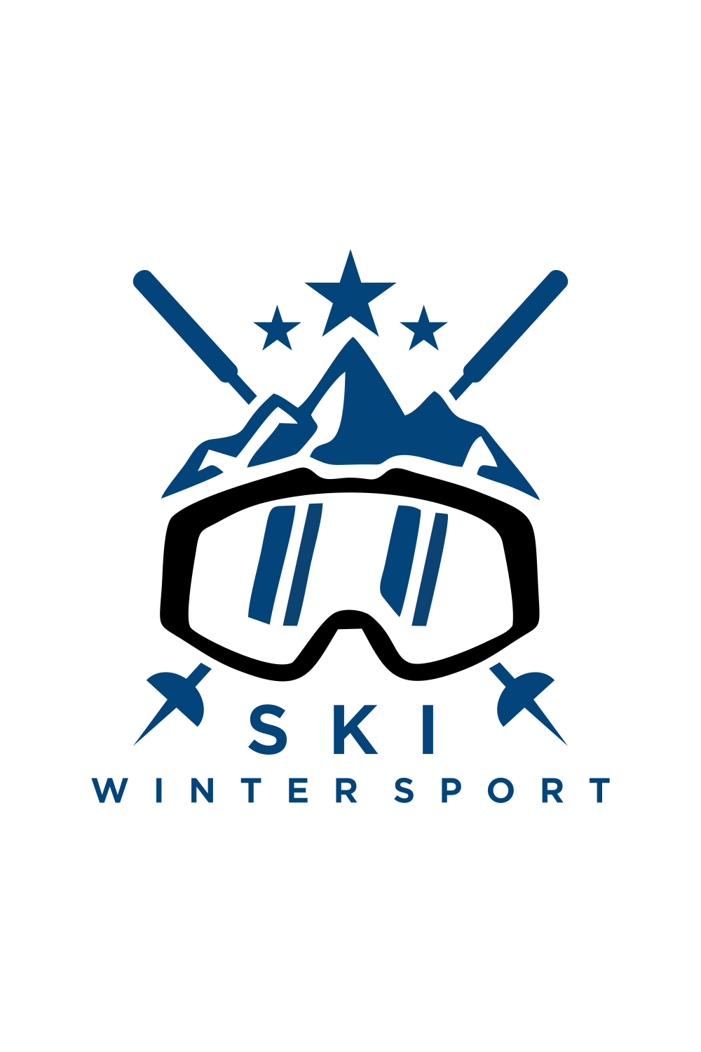 Skiing or winter sport logo emblem, design element Vector illustration Monochrome Graphic Art Concept for shirts, pinterest preview image.