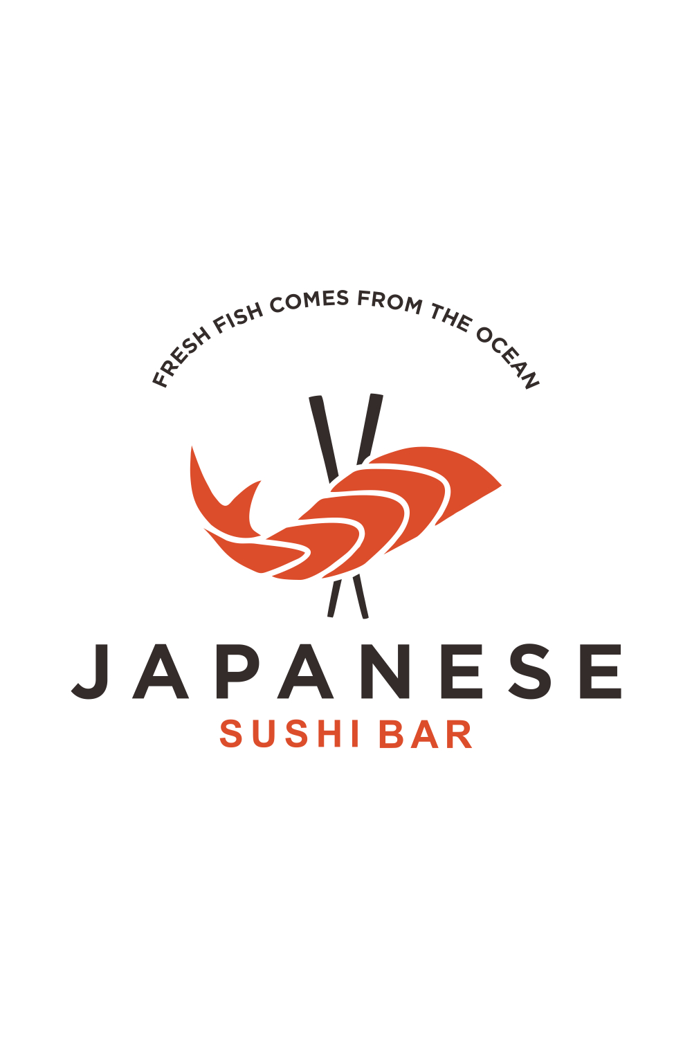 Sushi logo template Japanese traditional cuisine, tasty food icon pinterest preview image.