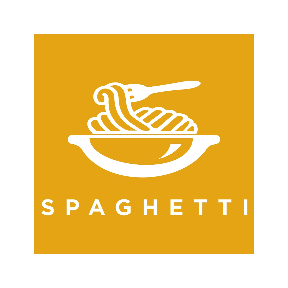 Pastas icon or logo isolated on white Vector stylized Spaghetti or noodle with fork template for internet, design, decoration Authentic Italian food preview image.