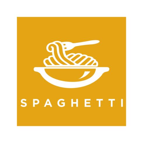 Pastas icon or logo isolated on white Vector stylized Spaghetti or noodle with fork template for internet, design, decoration Authentic Italian food cover image.