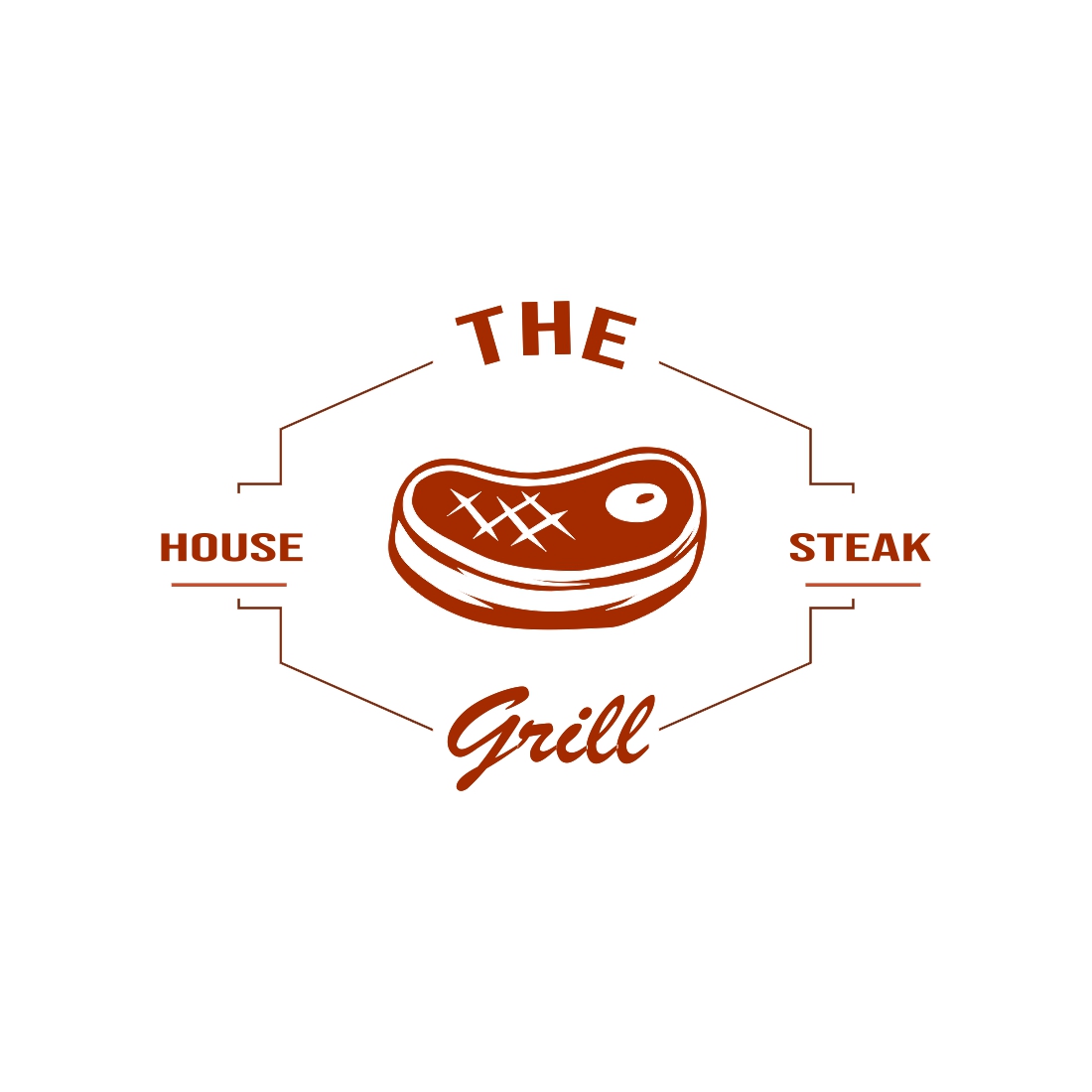 Steak comes from beef steak, which means a piece of meat logo preview image.
