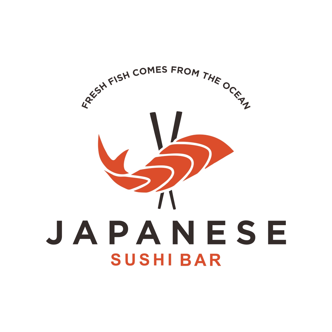 Sushi logo template Japanese traditional cuisine, tasty food icon preview image.