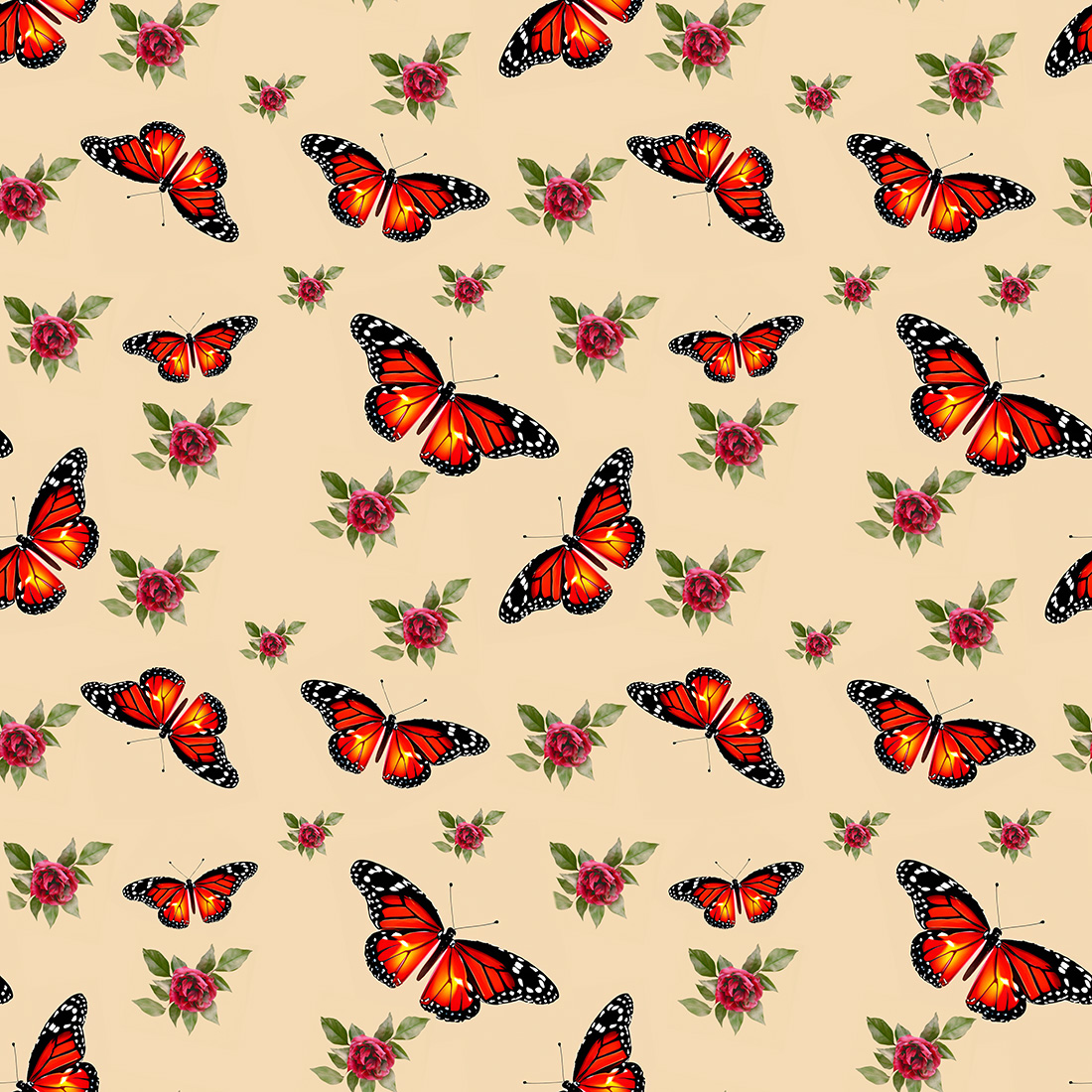 seamless pattern; vintage; butterfly and flowers; digital seamless pattern for multiple useage cover image.