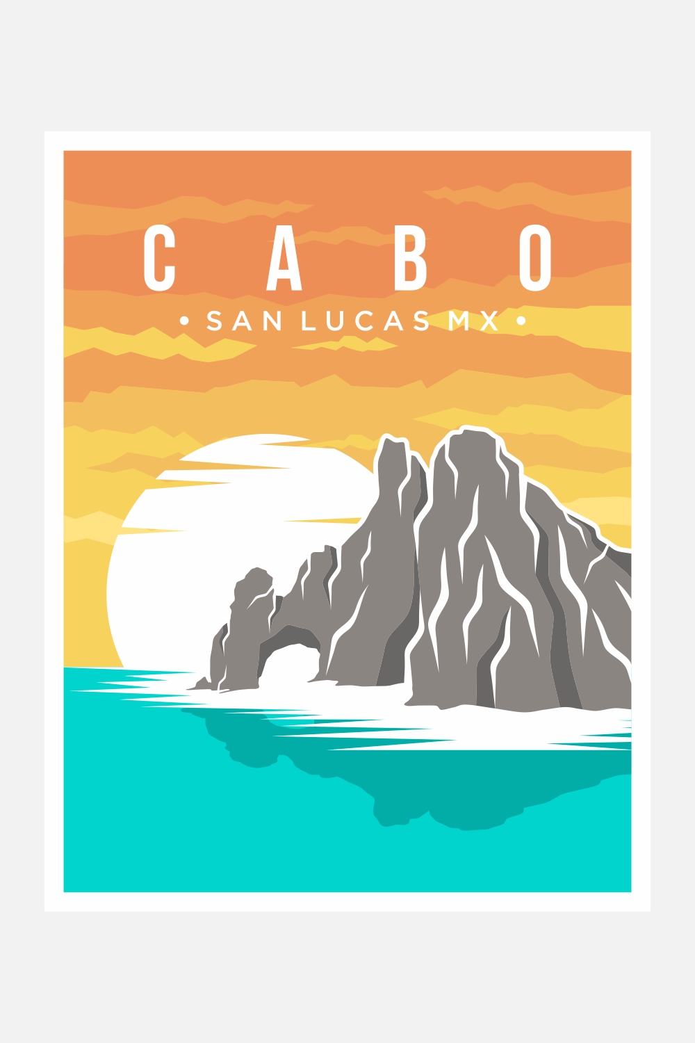 Cabo San Lucas poster vector illustration design – Only $8 pinterest preview image.