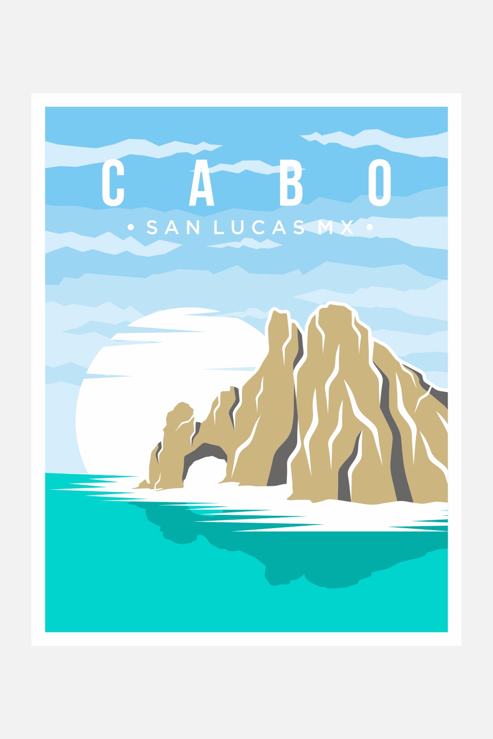 Cabo San Lucas poster vector illustration design – Only $8 pinterest preview image.