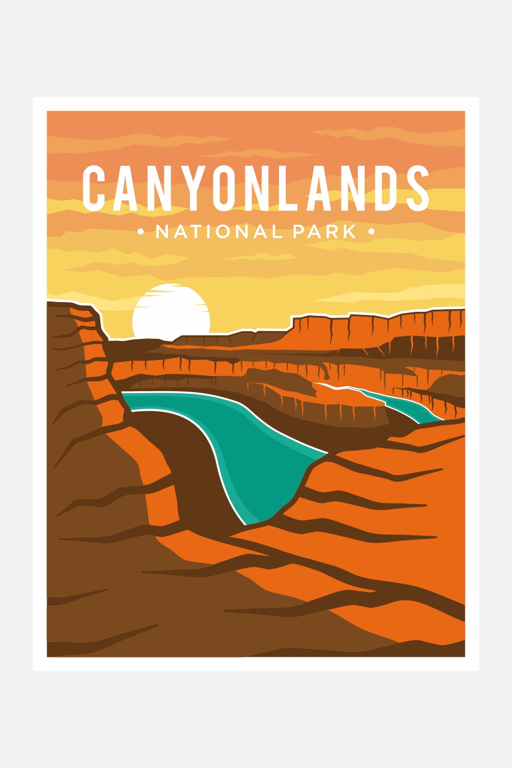 Canyon Lands National Park poster vector illustration design – Only $7 pinterest preview image.