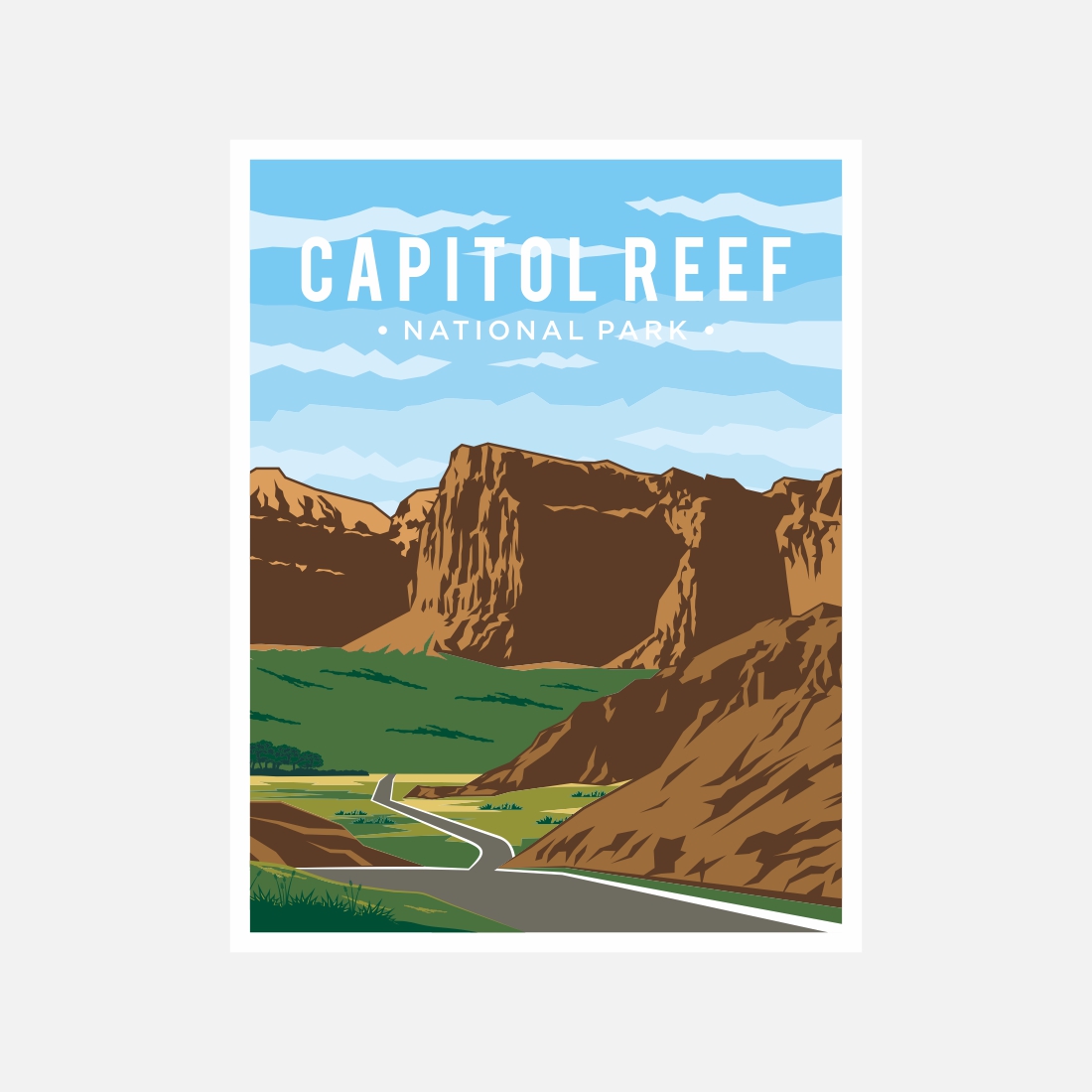 Capitol Reef National Park poster vector illustration design – Only $6 preview image.