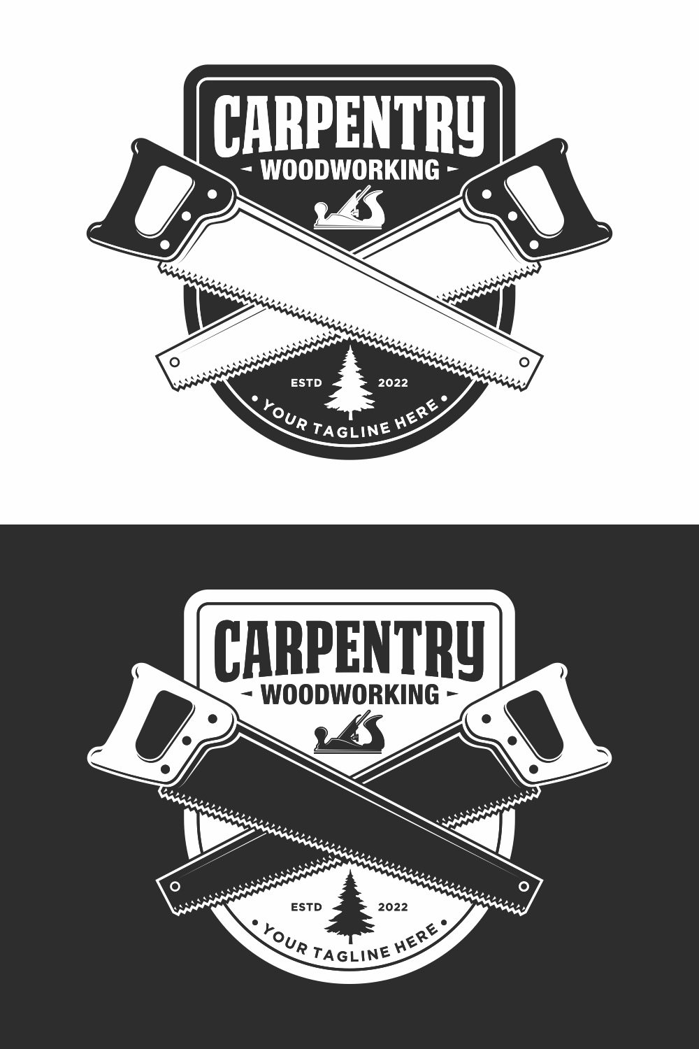 carpentry retro vintage logo design – Only $6 pinterest preview image.