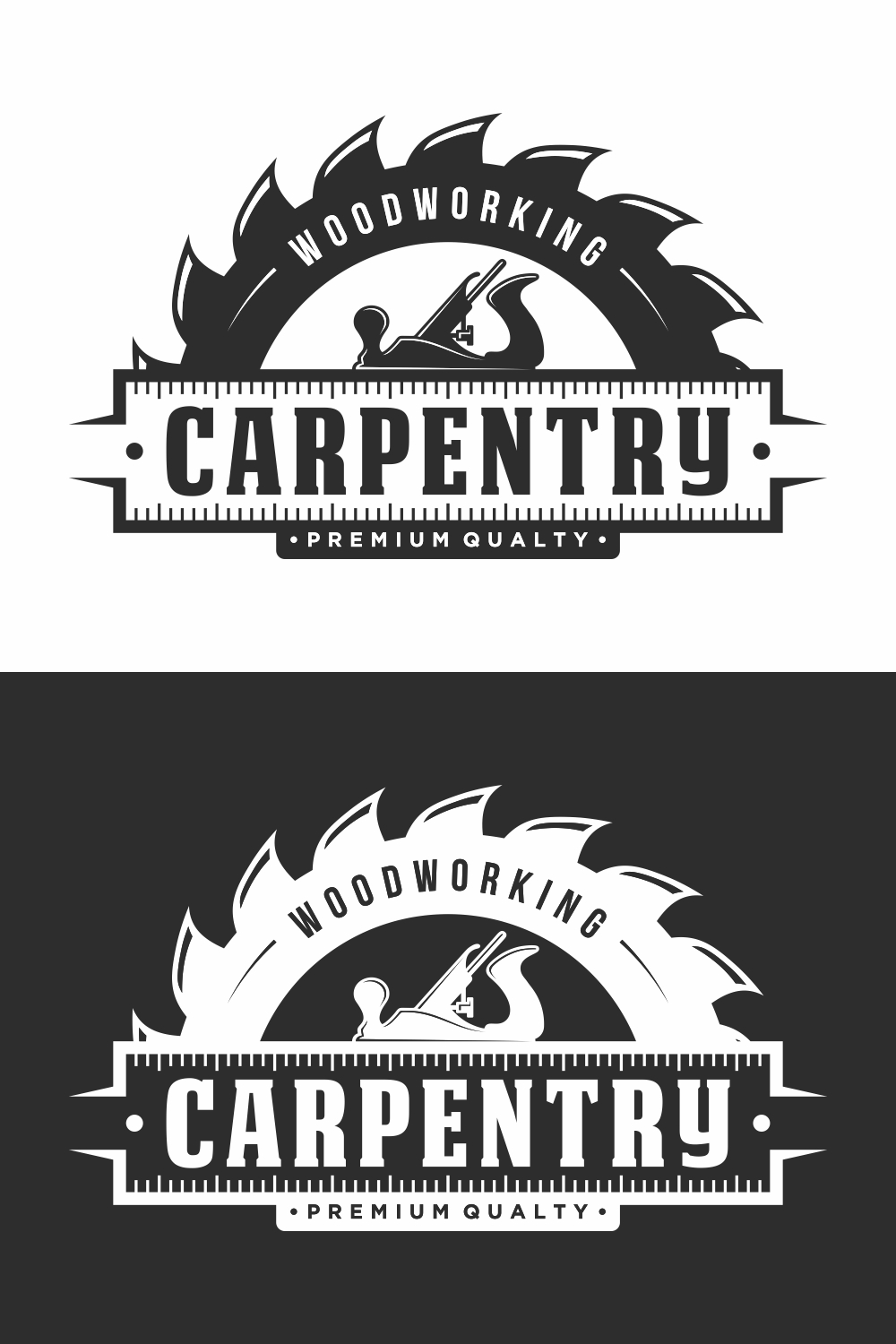 Carpentry vintage logo design template – Only $6 pinterest preview image.