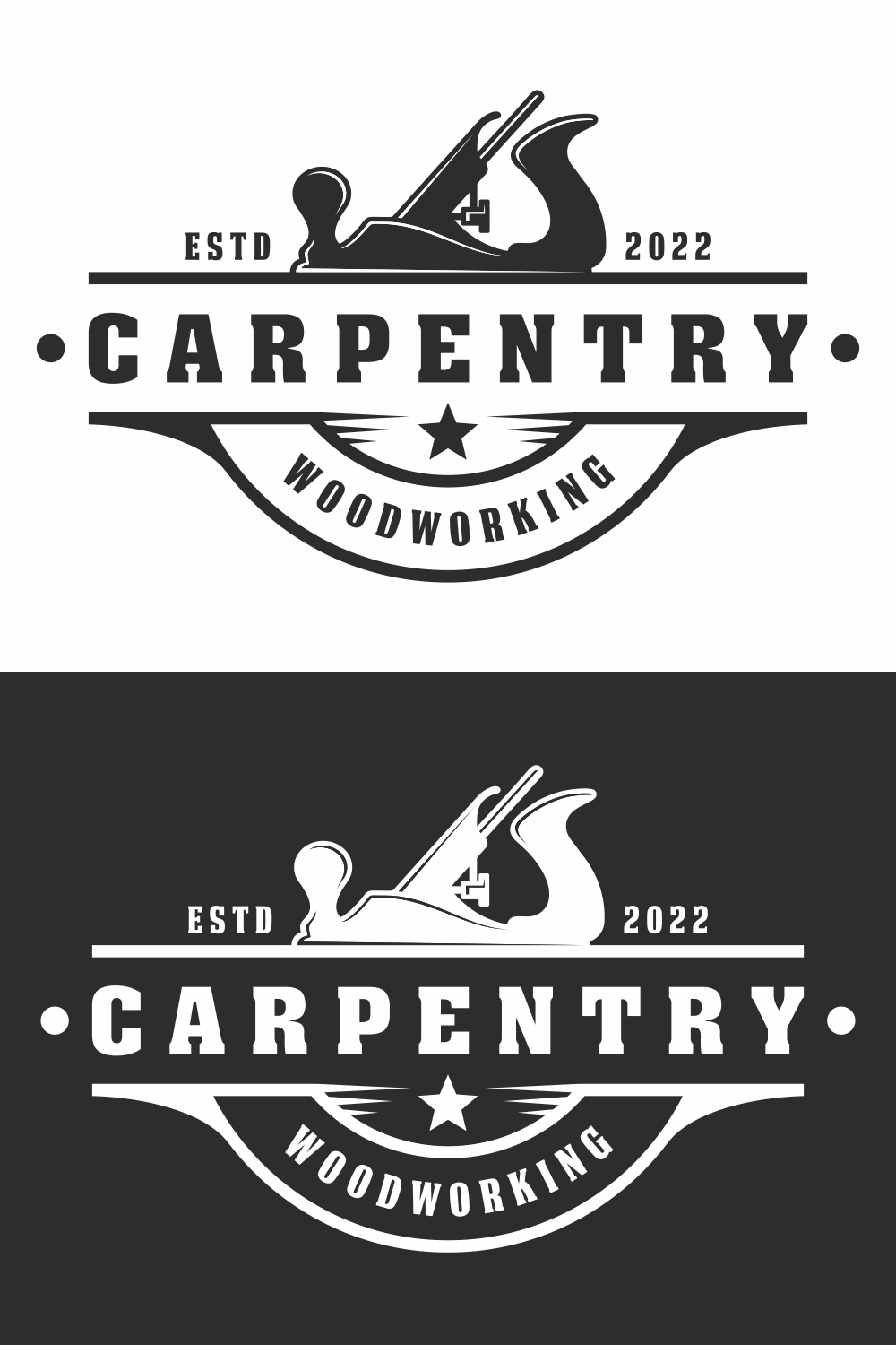 Carpentry vintage logo design template – Only $6 pinterest preview image.