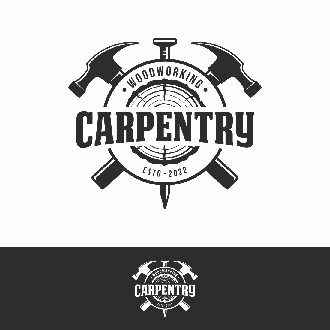 Carpentry Vintage Logo Design Template – Only $6 preview image.