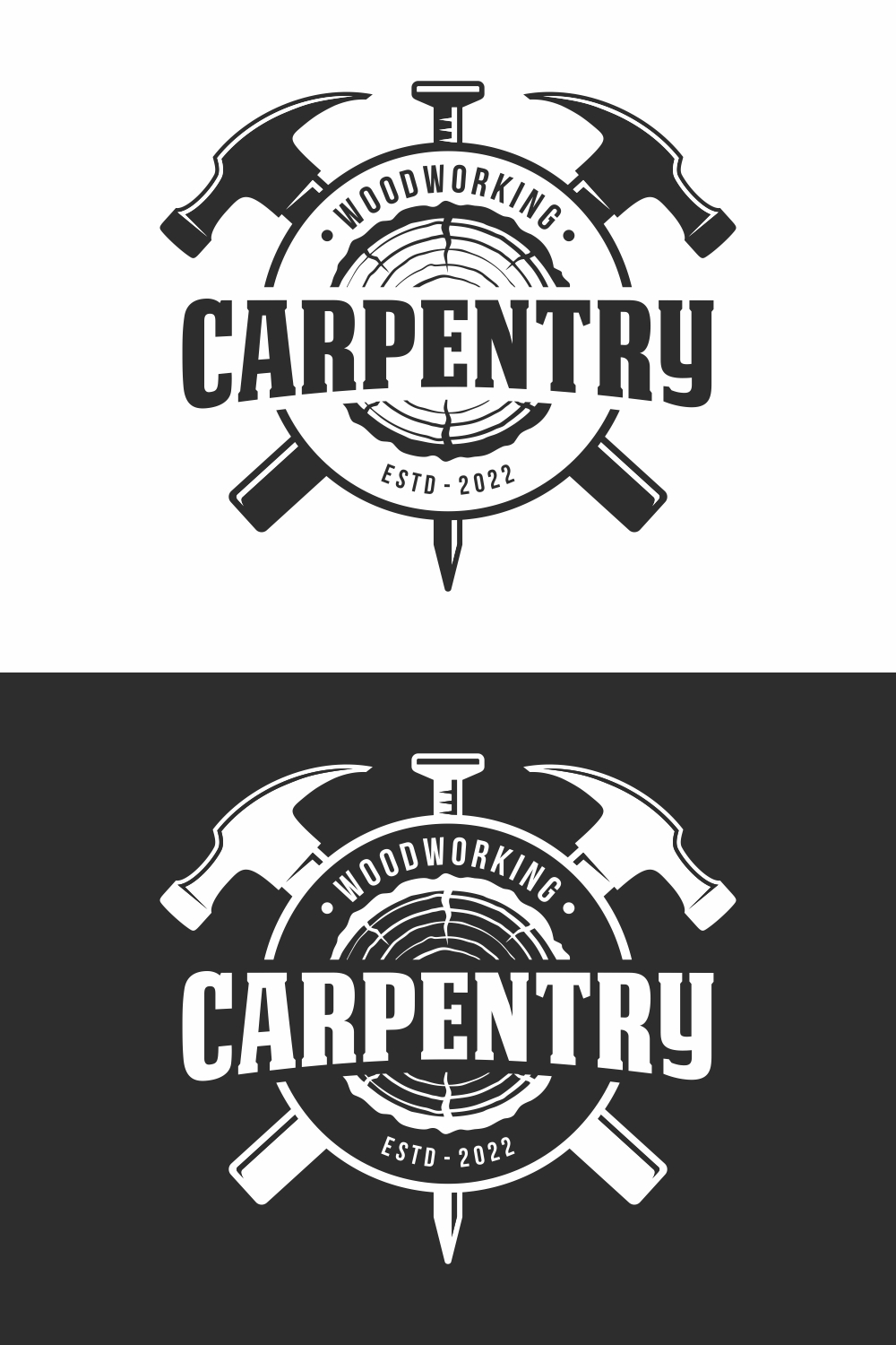 Carpentry Vintage Logo Design Template – Only $6 pinterest preview image.
