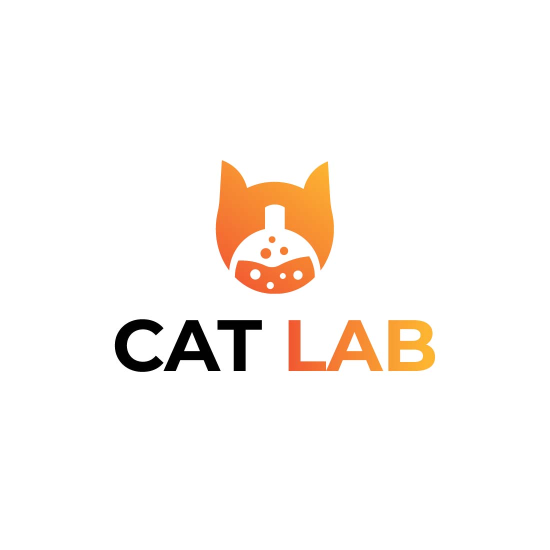 Initial Cat Lab Logo Design Template preview image.