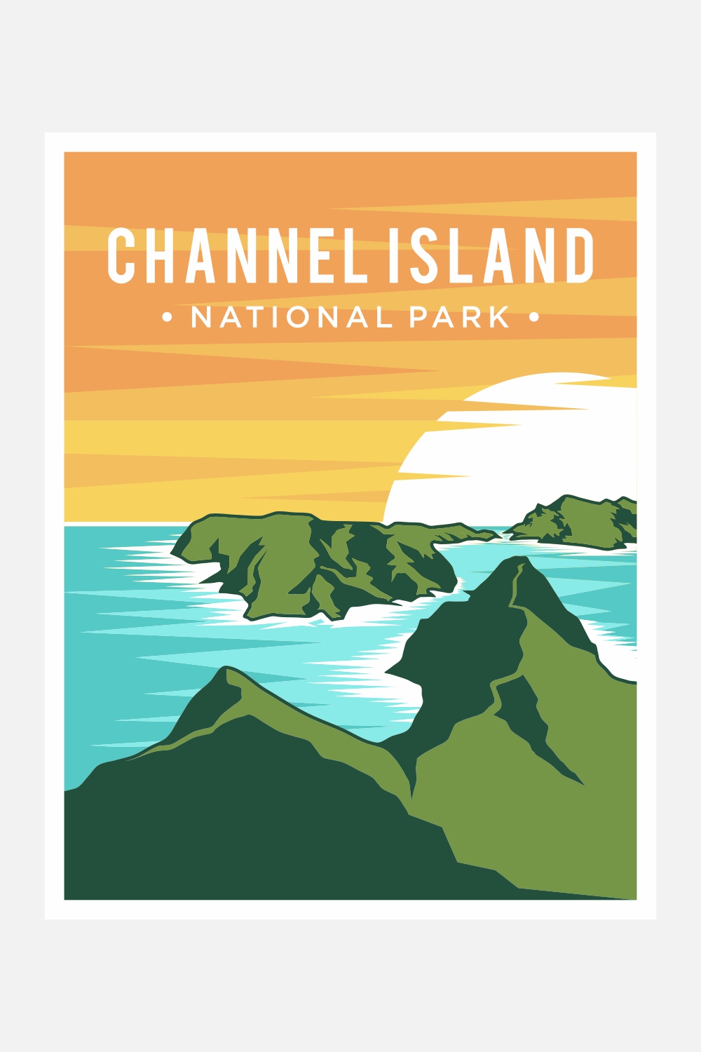 Channel Island National Park poster vector illustration design – Only $6 pinterest preview image.