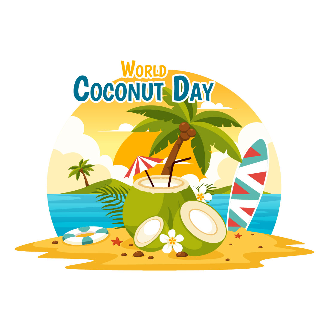 10 World Coconut Day Illustration cover image.