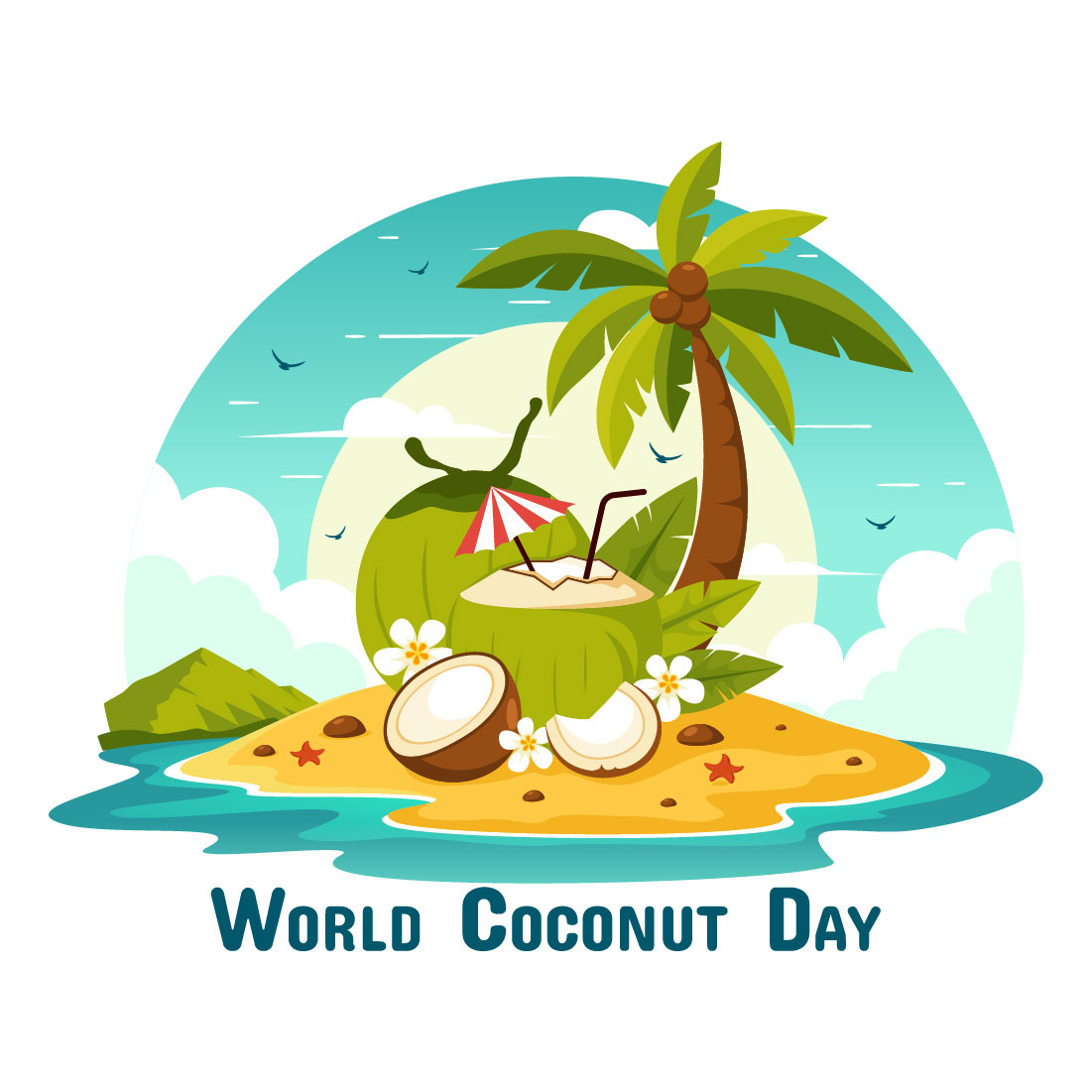 10 World Coconut Day Illustration preview image.