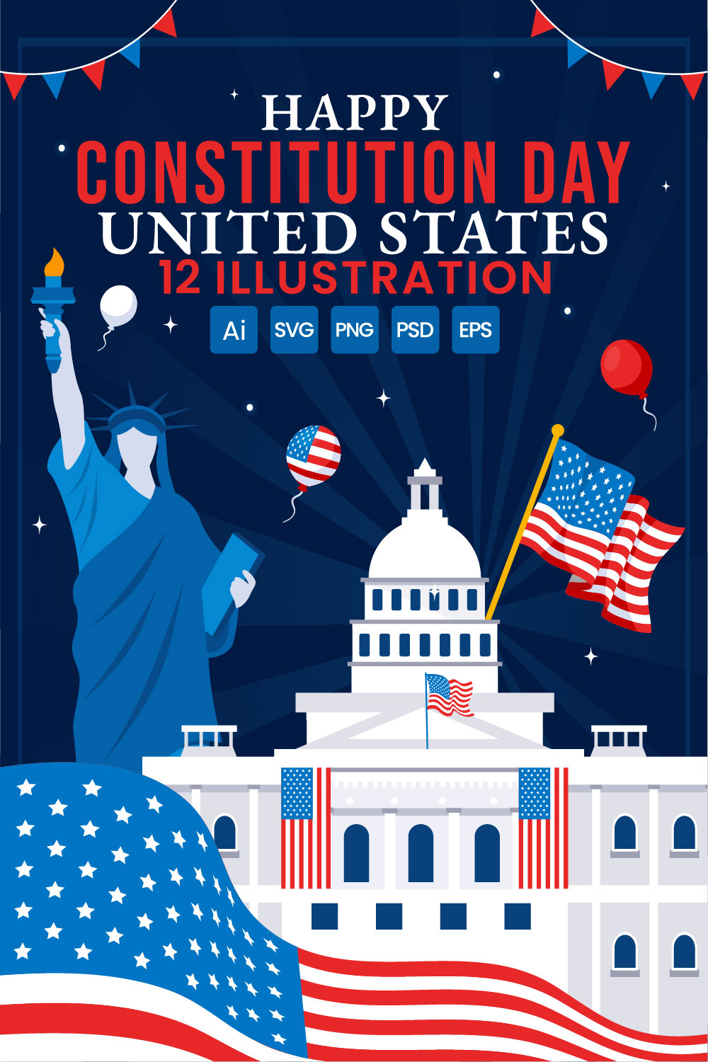 12 Constitution Day United States Illustration pinterest preview image.