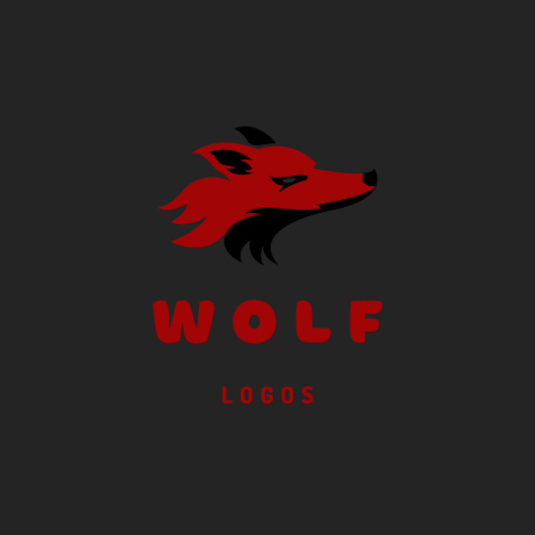 Cool Wolf logo in 3 colors : Red, Blue, Green and the text can be edited later to write what you want preview image.