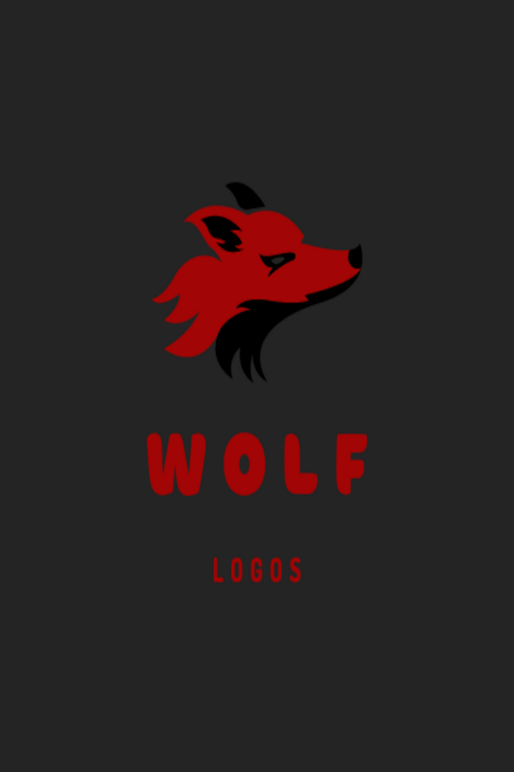 Cool Wolf logo in 3 colors : Red, Blue, Green and the text can be edited later to write what you want pinterest preview image.