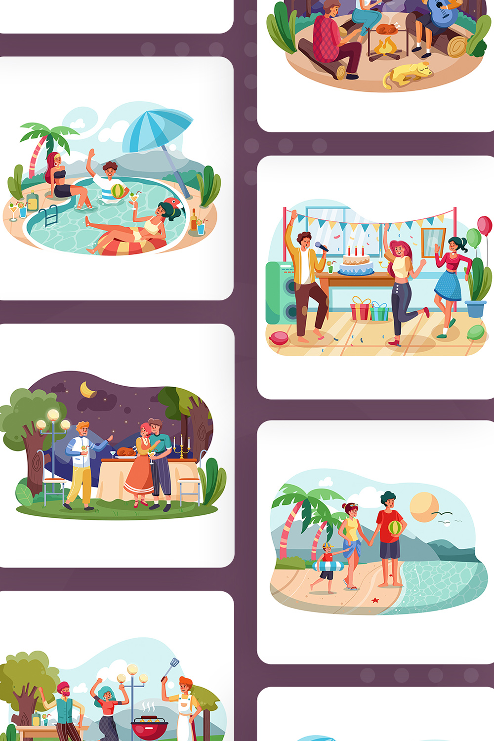 Outdoor Party Scene Illustrations pinterest preview image.