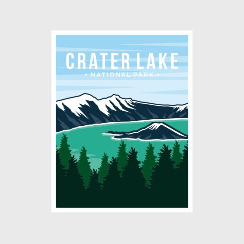 Crater Lake National Park poster vector illustration design - only $10 cover image.