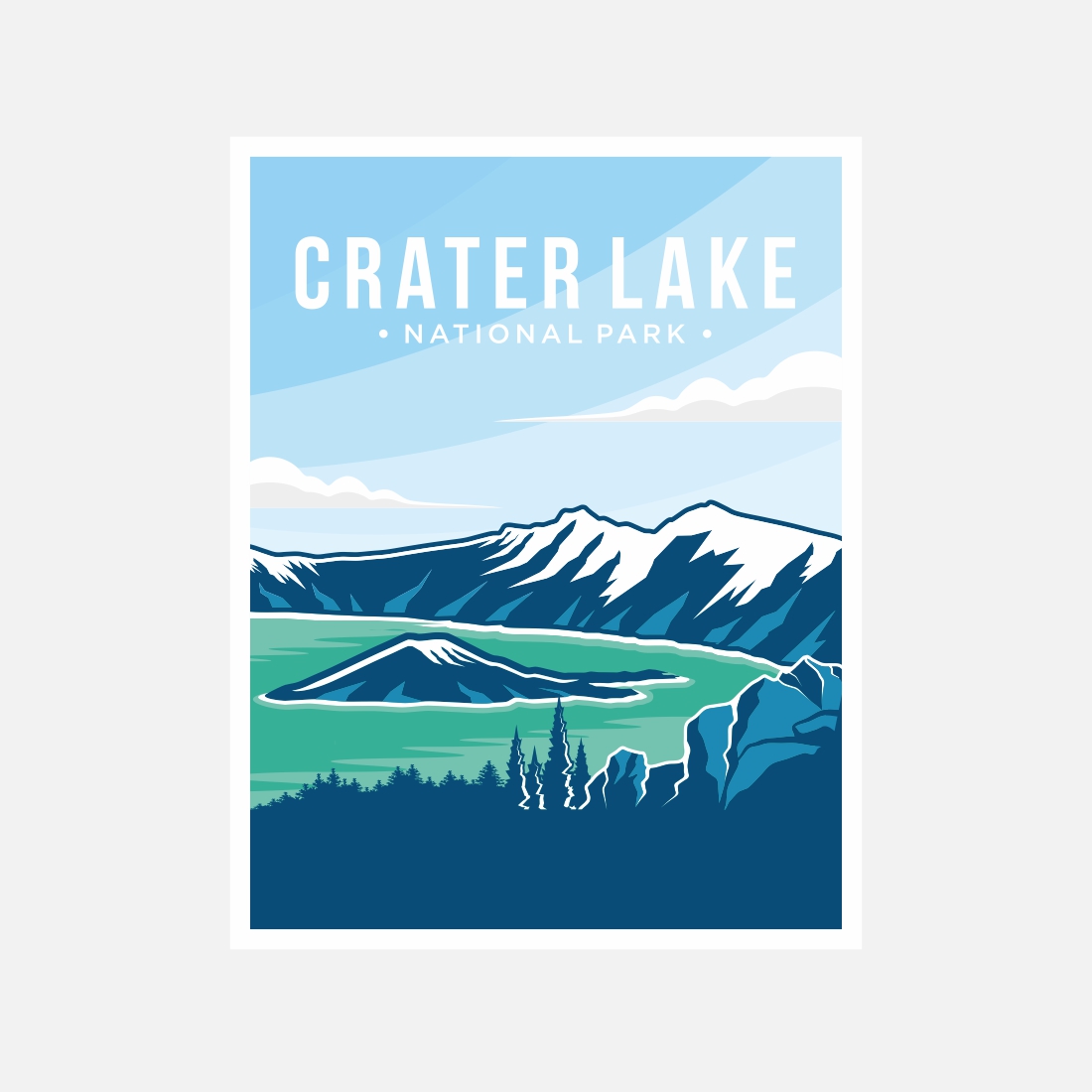 Crater Lake National Park Poster Vector Illustration Design – Only $10 cover image.