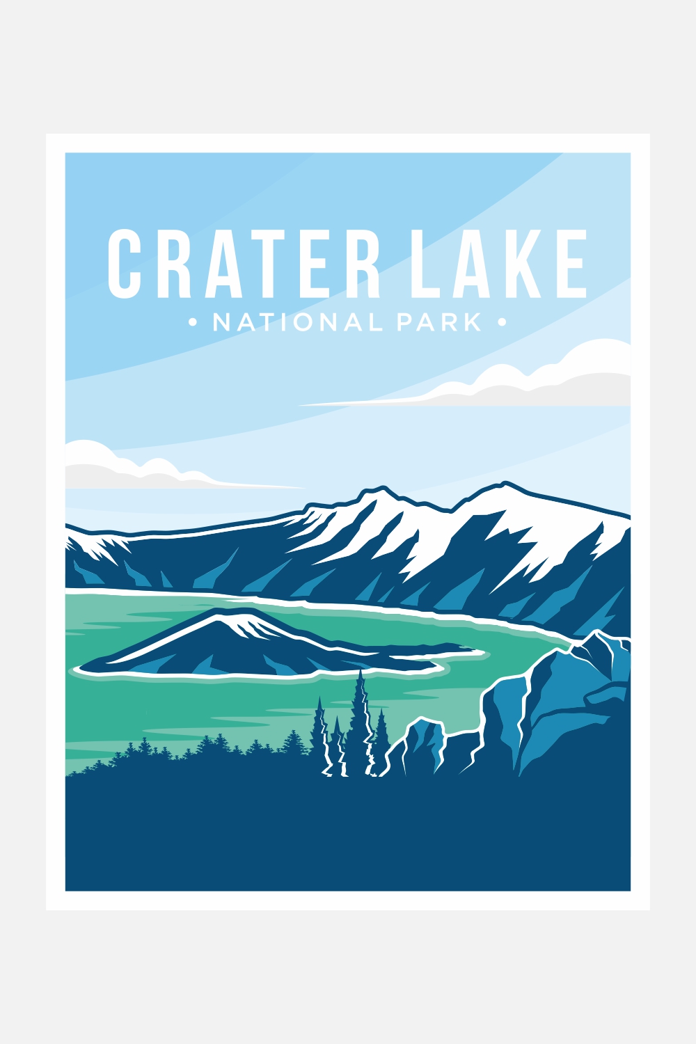 Crater Lake National Park Poster Vector Illustration Design – Only $10 pinterest preview image.