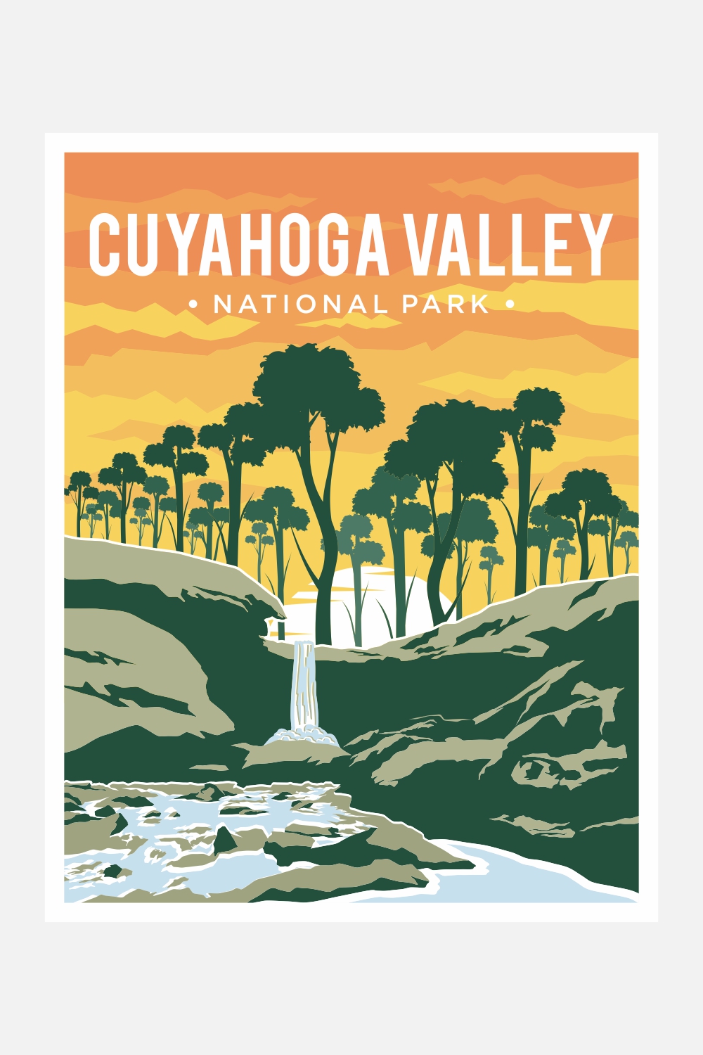 Cuyahoga Valley National Park poster vector illustration design – Only $8 pinterest preview image.