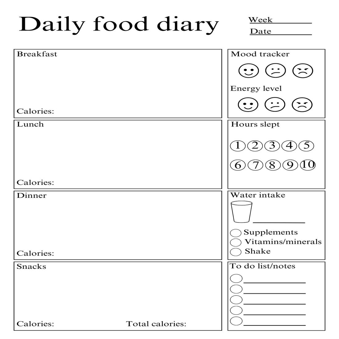 Daily food diary preview image.