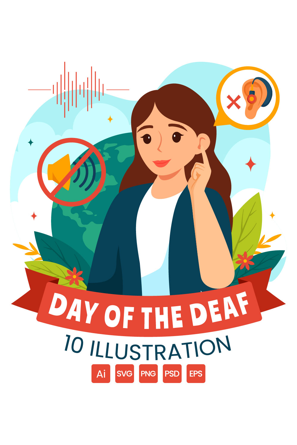 10 Day of the Deaf Illustration pinterest preview image.