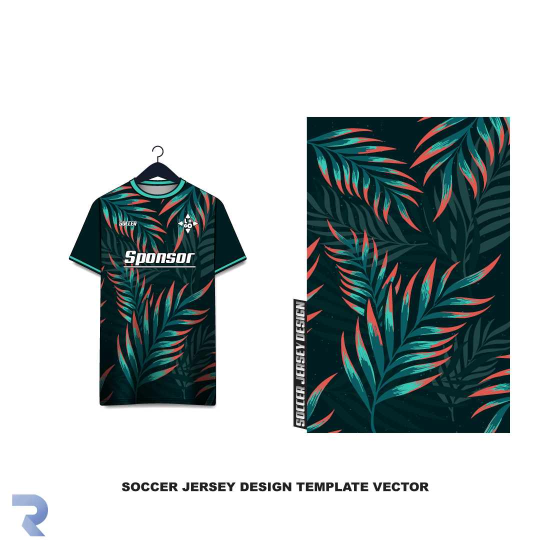 Soccer jersey design template vector preview image.