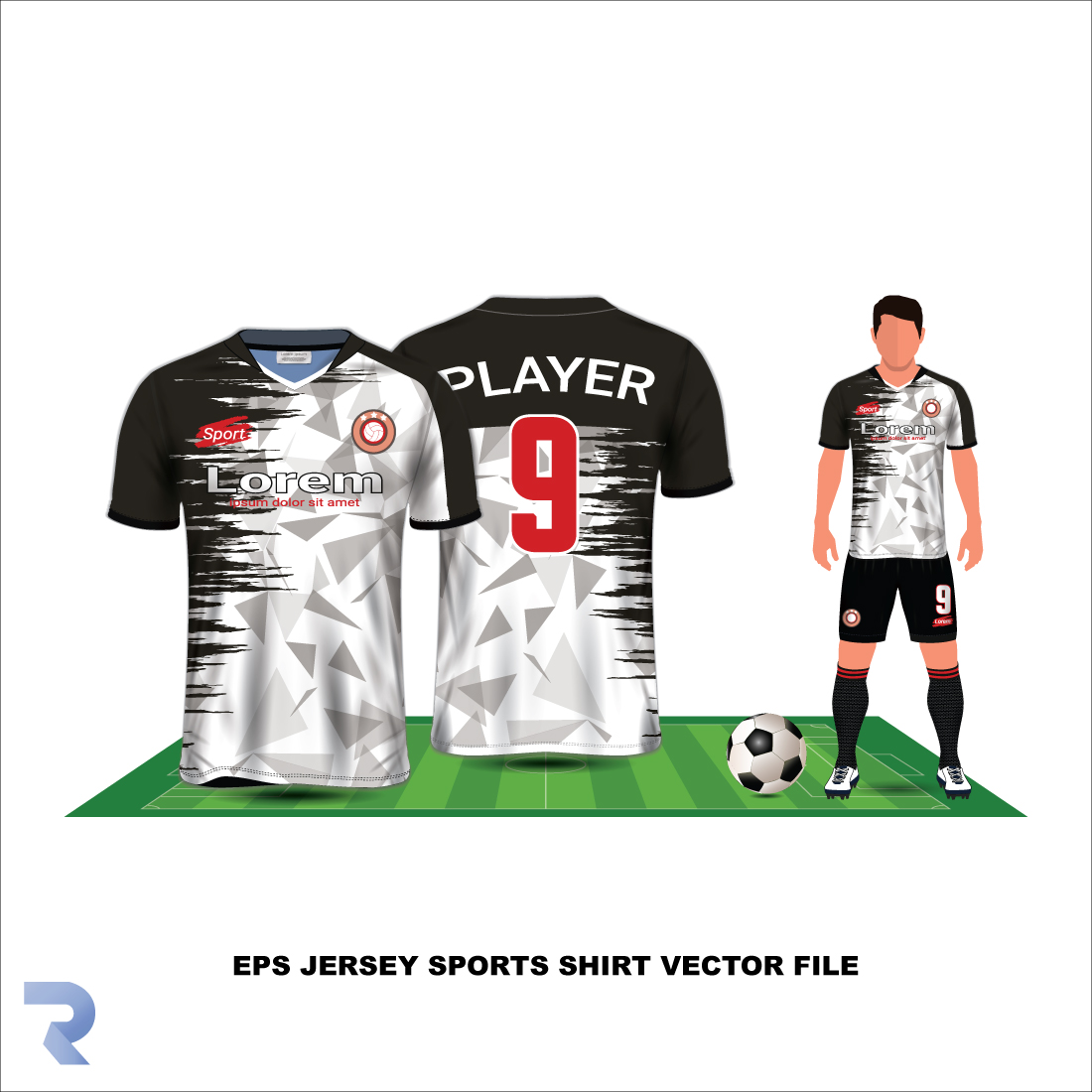 EPS jersey sports shirt Vector file preview image.