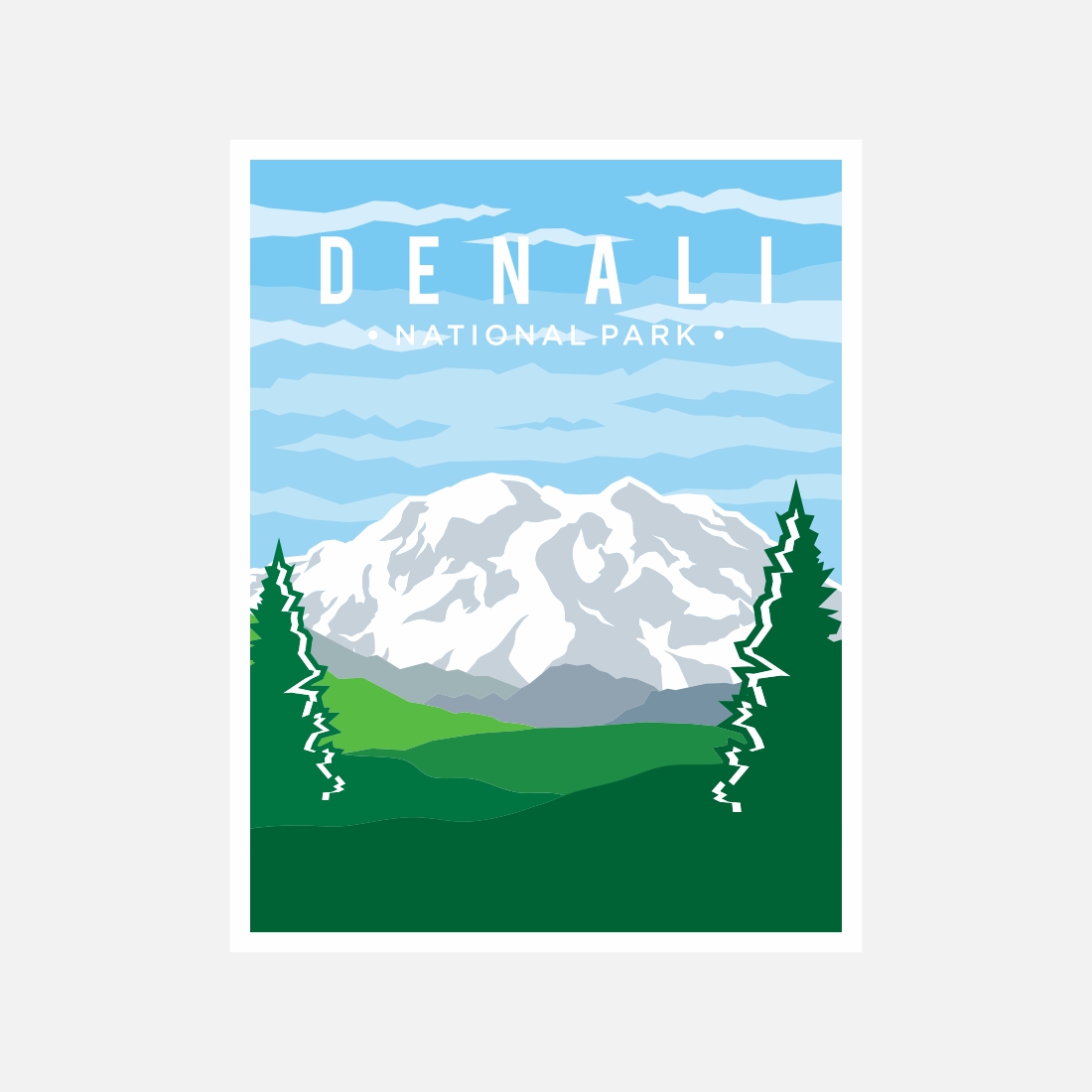 Denali National Park poster vector illustration design – Only $8 cover image.