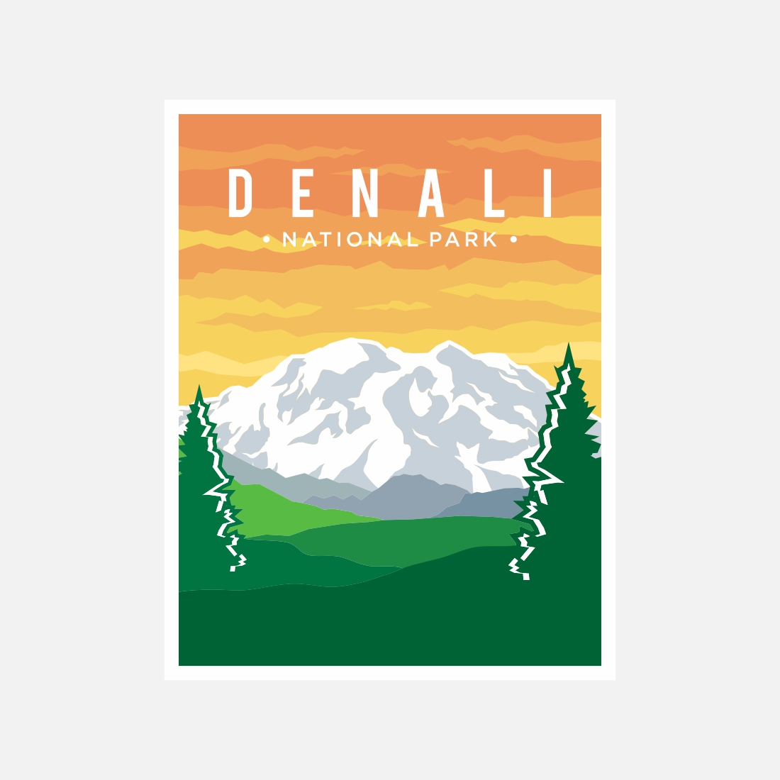 Denali National Park poster vector illustration design – Only $8 cover image.