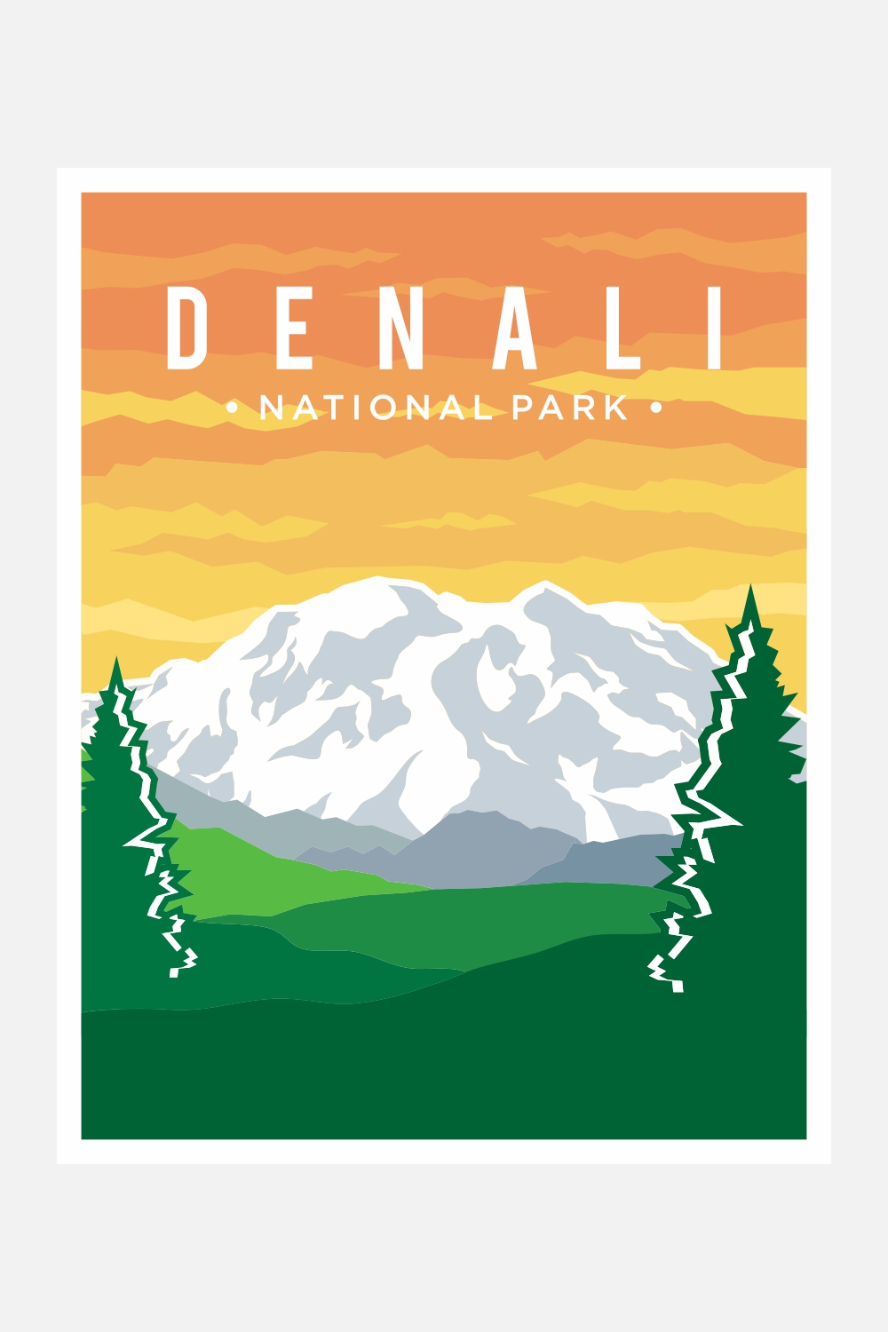 Denali National Park poster vector illustration design – Only $8 pinterest preview image.