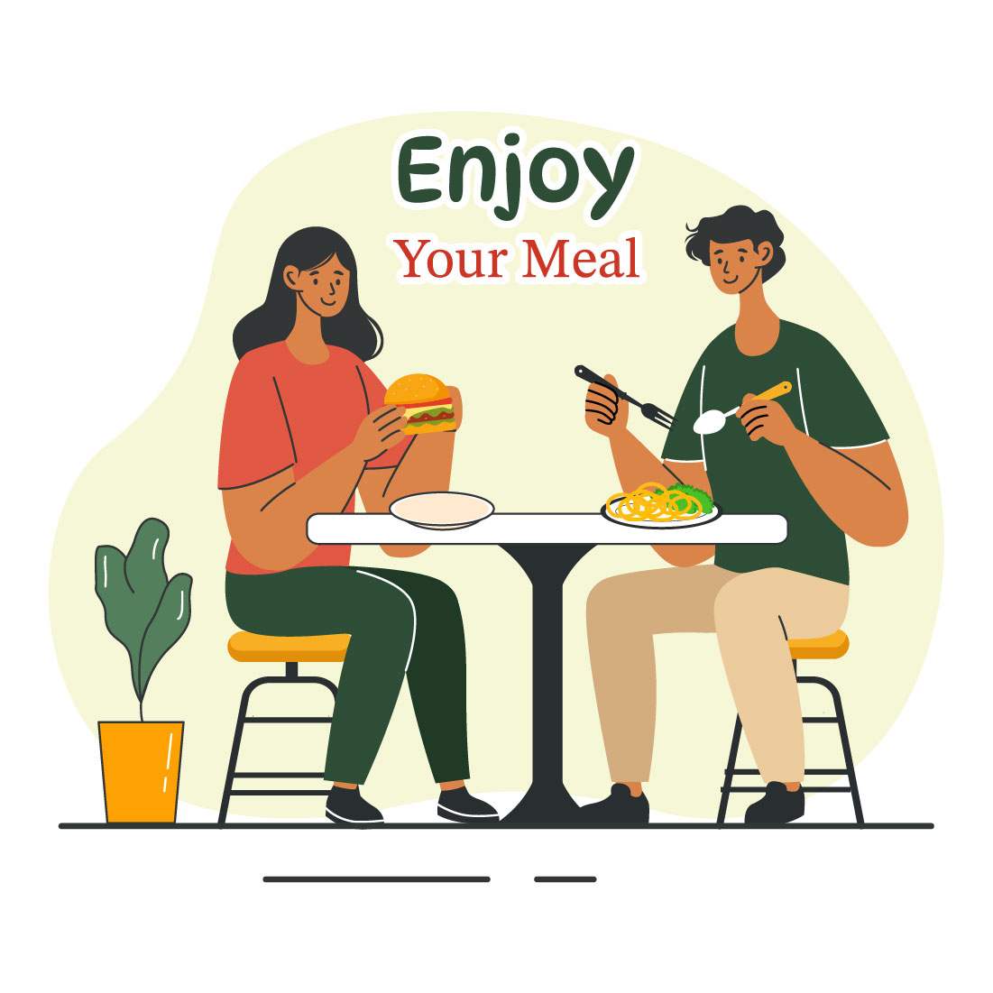 9 Enjoy Your Meal Vector Illustration preview image.